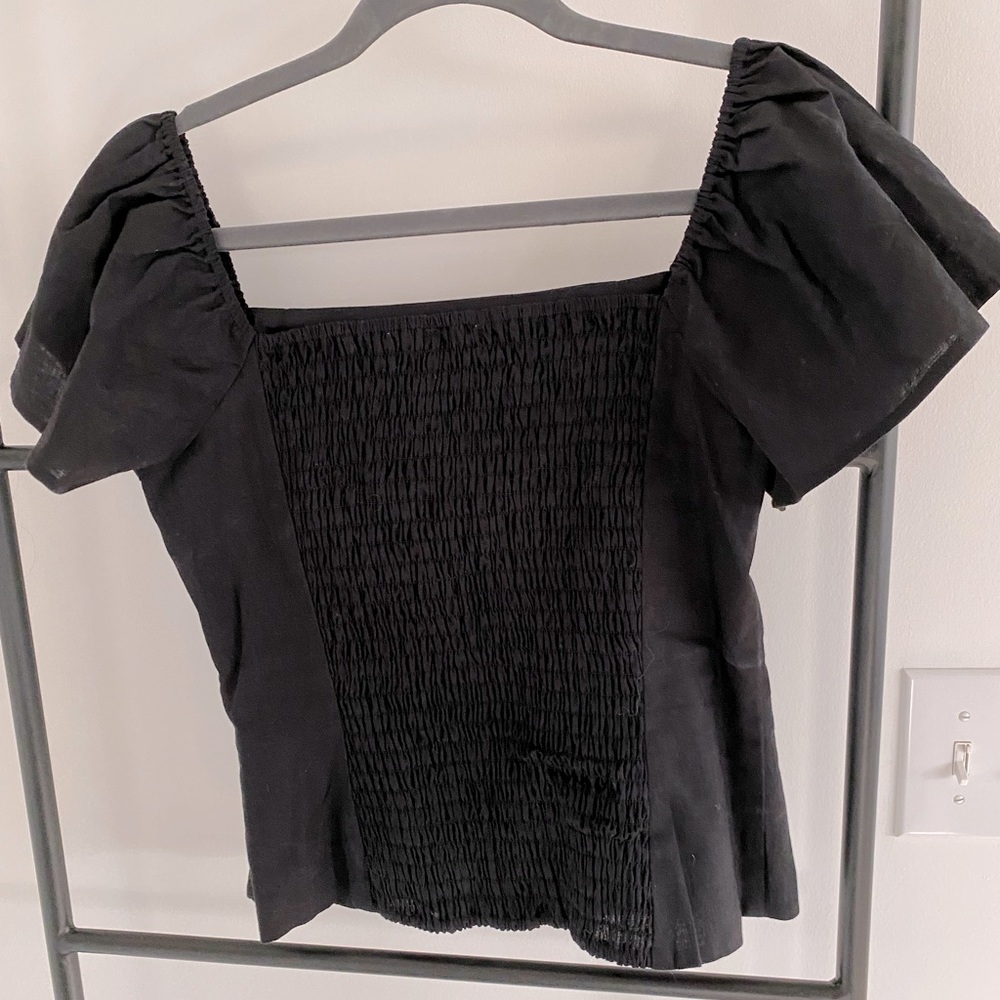 Black square neck shirt